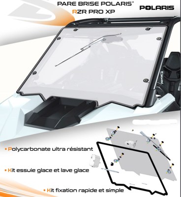 pare brise avec essuie glace rzr pro xp polaris